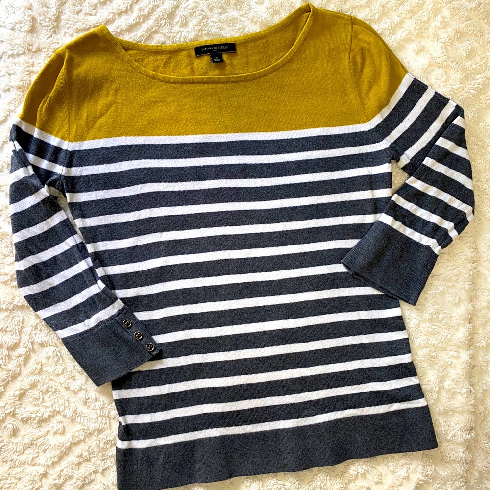 Banana Republic Boatneck Stripe Sweater Sz M